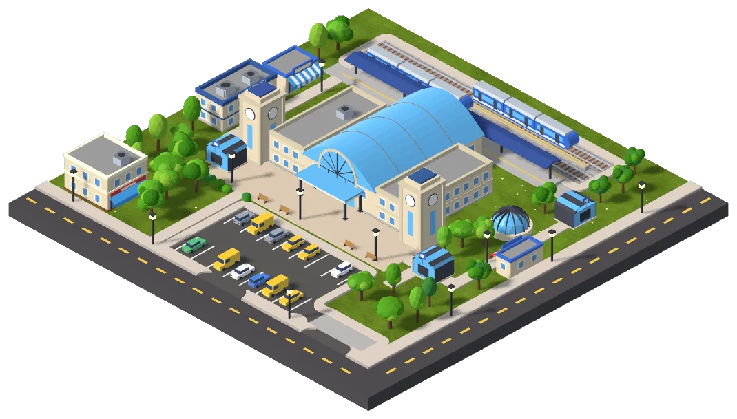 Isometric illustration of the Gran Subway Station Prosperity