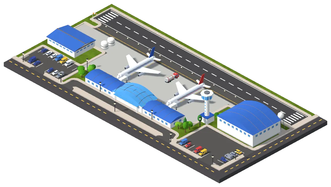 Isometric illustration of the International Airport Prosperity